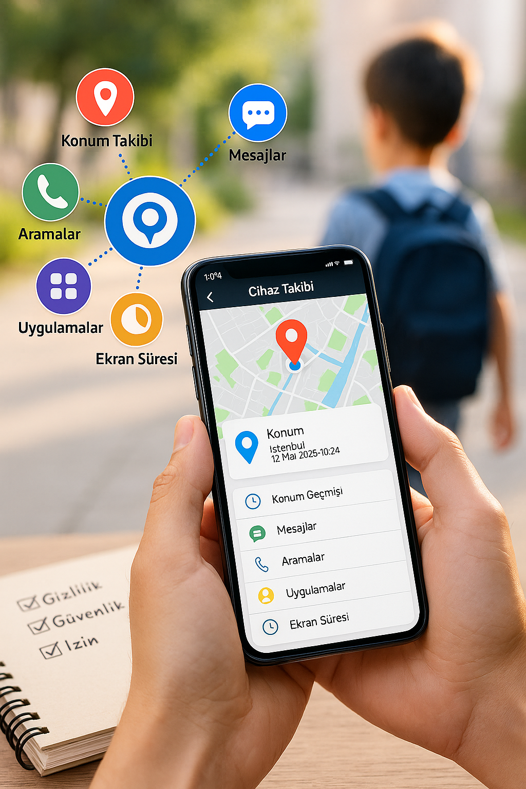 telefona yüklenen takip programı
